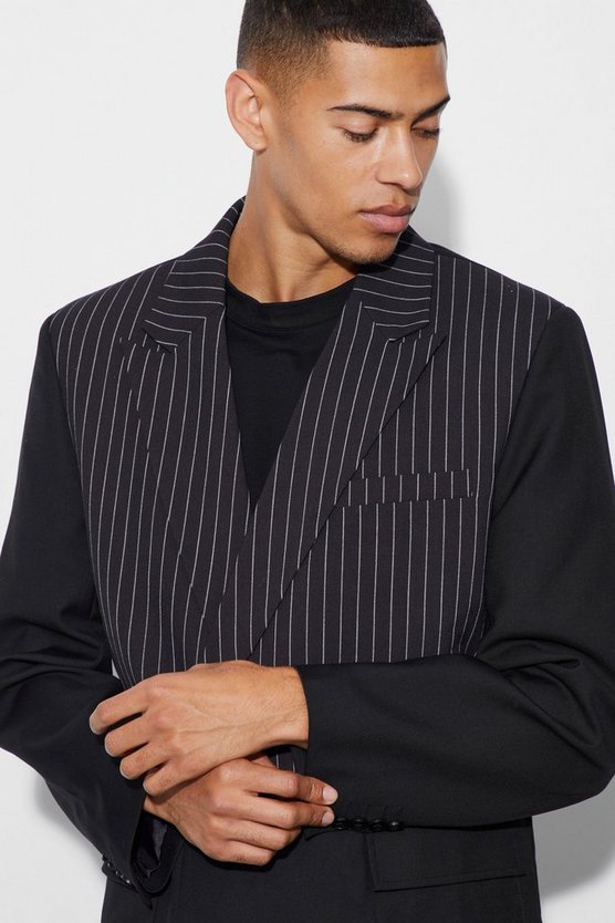 Pinstripe Overlay Oversized Blazer