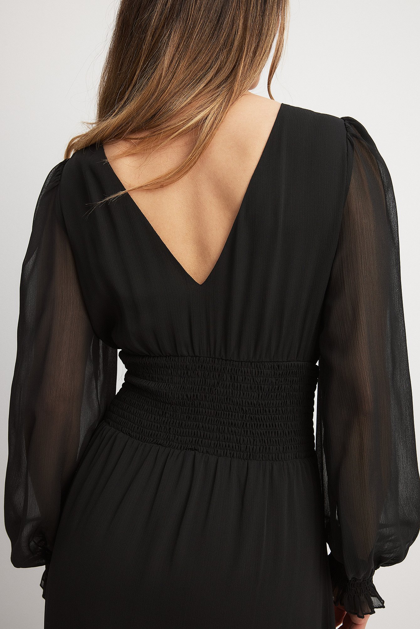 Smocked Detail Ankle Dress