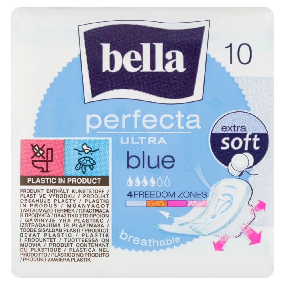 Bella Perfecta Ultra mėlyni higieniniai įklotai, 10 vnt.