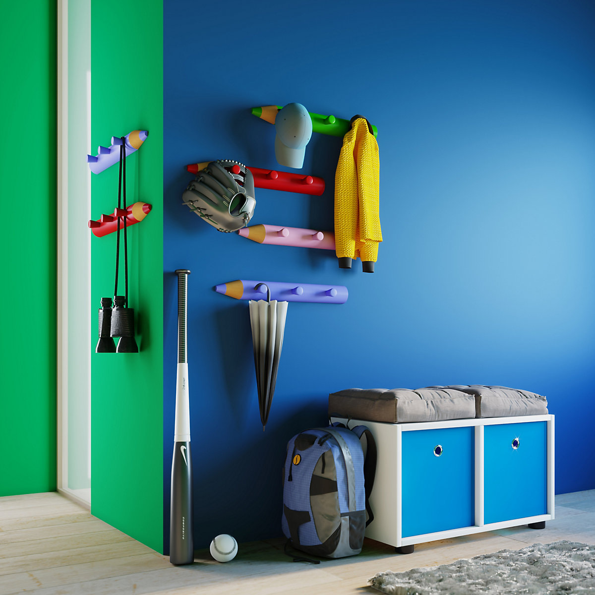 Holz Hakenleiste Wandgarderobe Garderobenleiste Wandpaneel Flur Garderobe Stifto