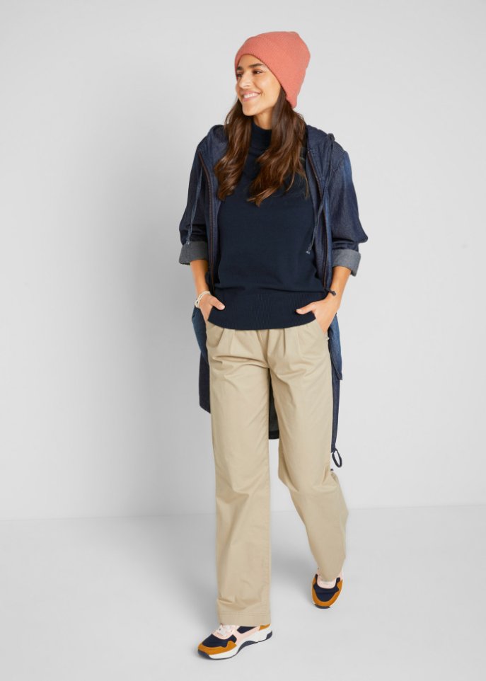 Basic Pullover mit Stehkragen mit recycelter Baumwolle