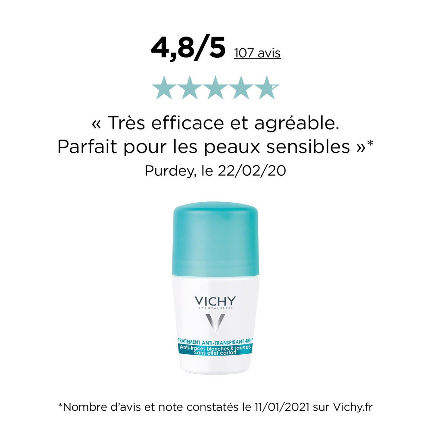 Vichy Anti-Transpirant 48H Déodorant Anti-Traces Roll-On 2x50 ml