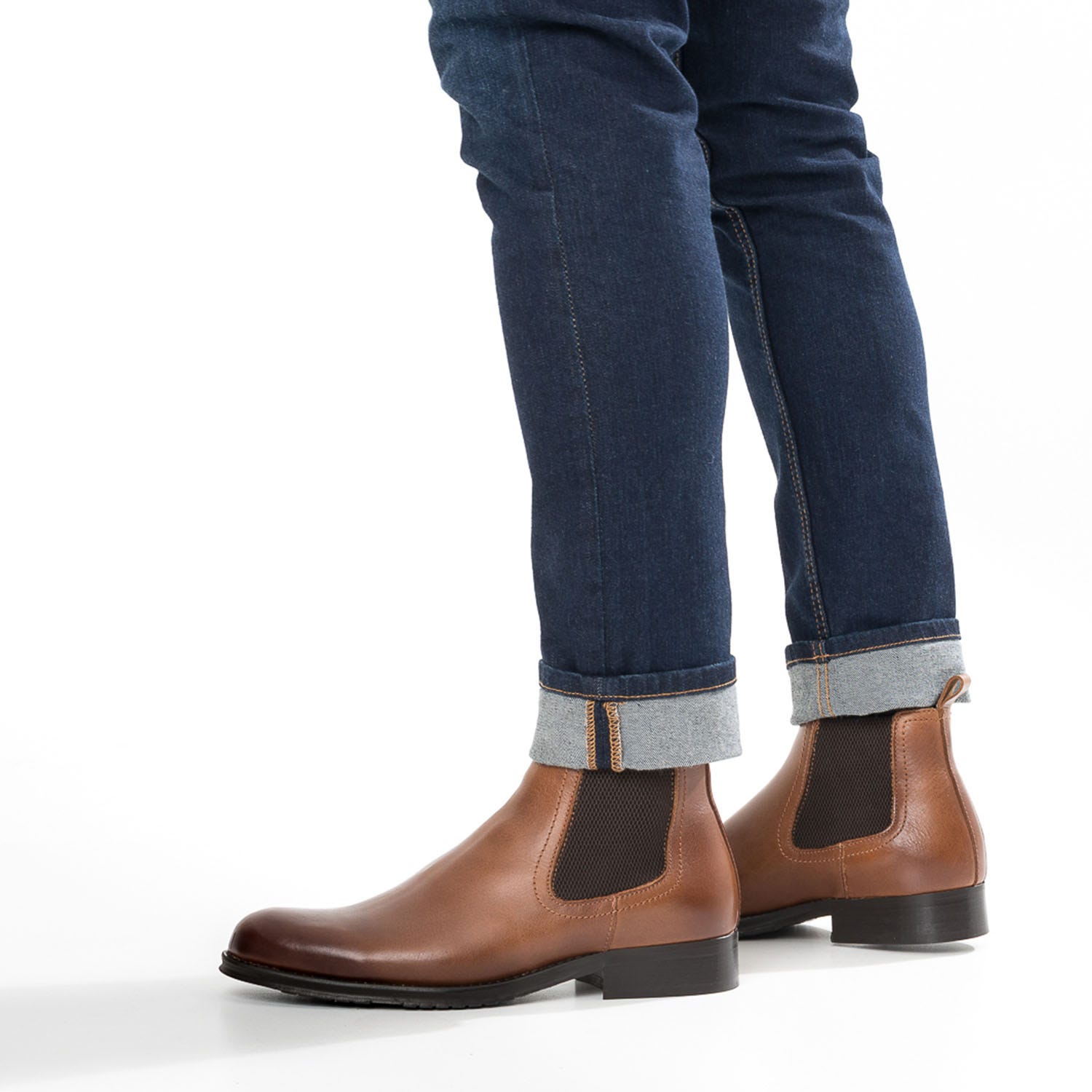 Chelsea boots camel en cuir