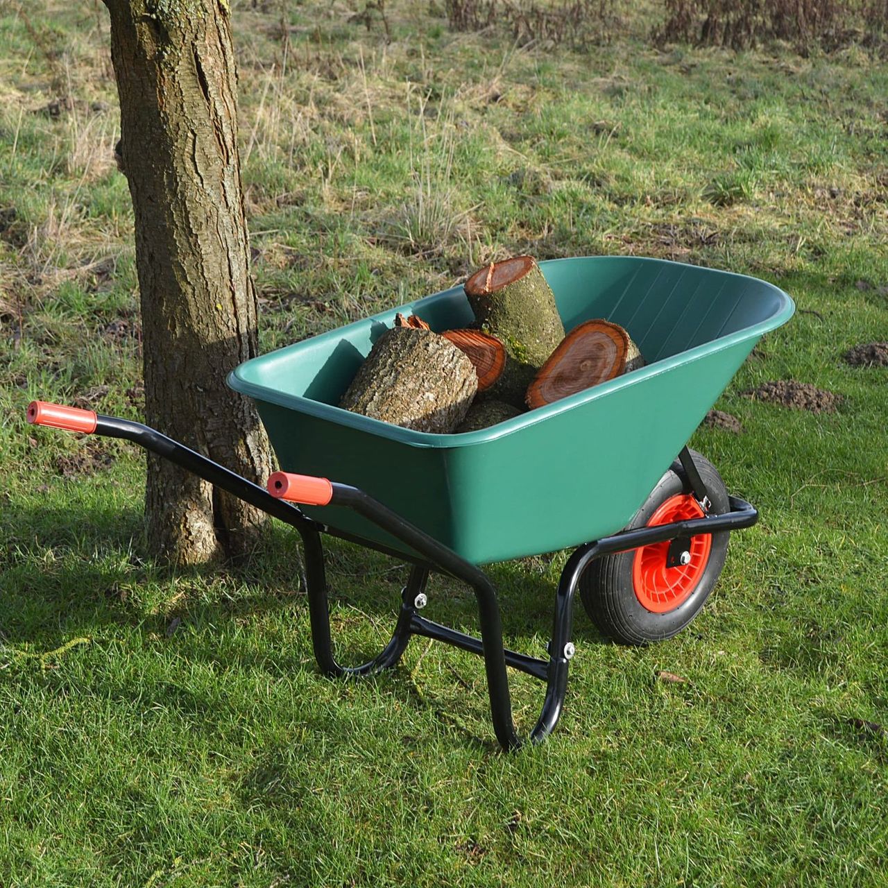 TroniTechnik GARMIO® Schubkarre 85 Liter bis 150 kg Garten Bauschubkarre,Gummi-Luftreifen Felge - Kunststoff