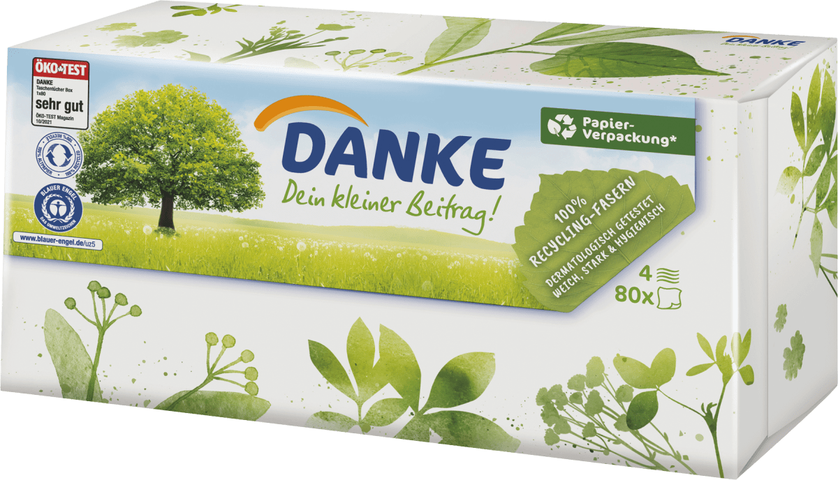 Taschentücher Box 100% Recycling-Fasern, 80 St