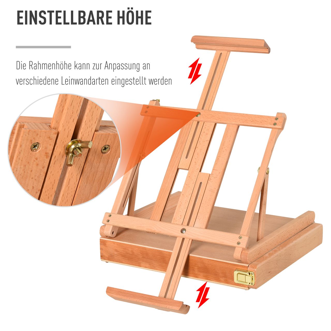 Vinsetto Staffelei Keilrahmen Kofferstaffelei Winkelverstellbar Schublade