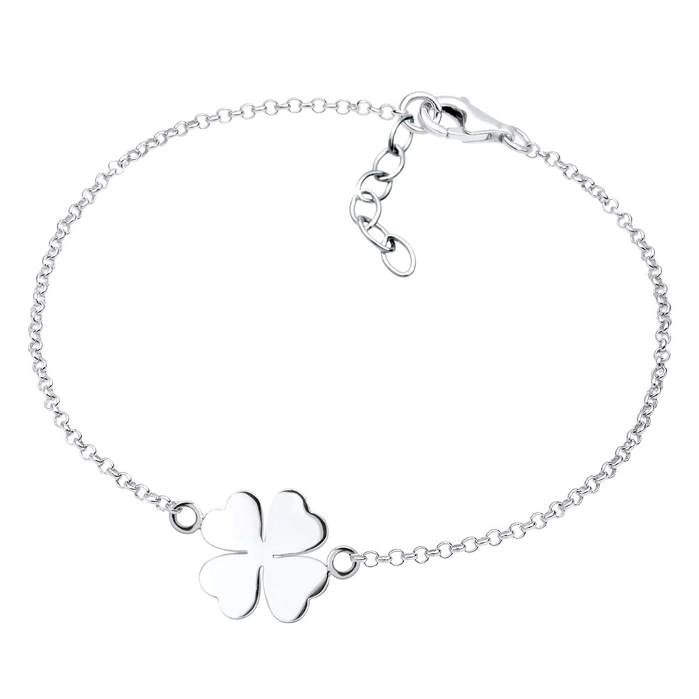 Elli Elli Bracelet Femmes Trèfle à Quatre Feuilles Symbole de Chance en Argent Sterlin Bracelet
