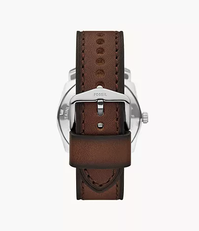 Fossil Uhr Machine 3-Zeiger-Werk Datum Leder braun