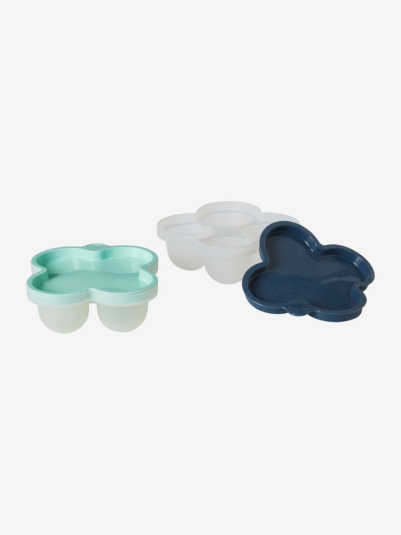 Les 2 pots de conservation en silicone rose/marine