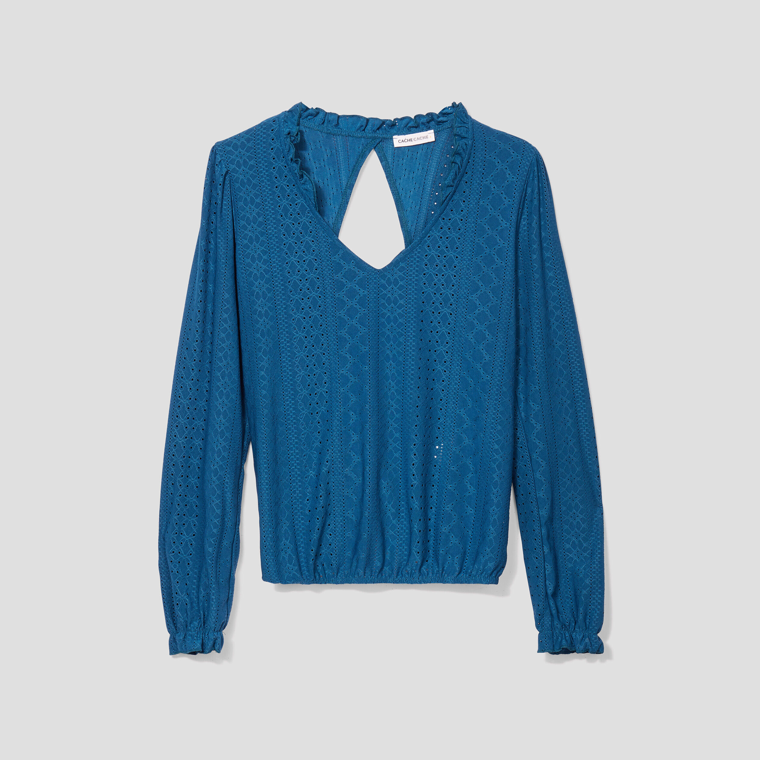 Blouse manches longues bleu canard femme | Cache Cache