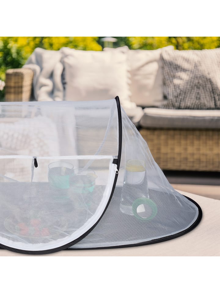 relaxdays Fliegenhaube in Weiß/Schwarz - (B)107 x (H)40 x (T)25,5 cm günstig kaufen onesize