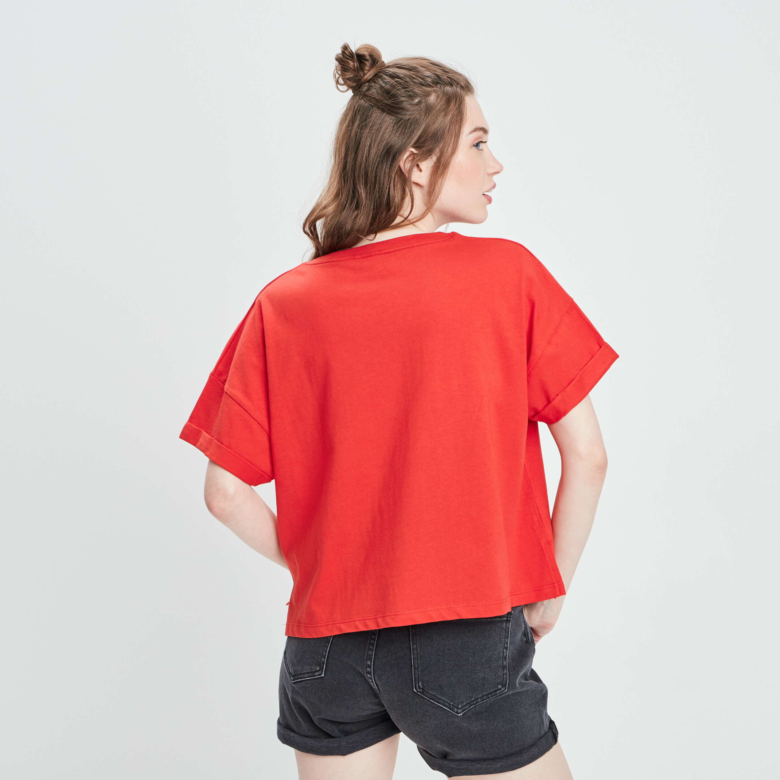 T-shirt manches courtes Mickey rouge femme | La Halle