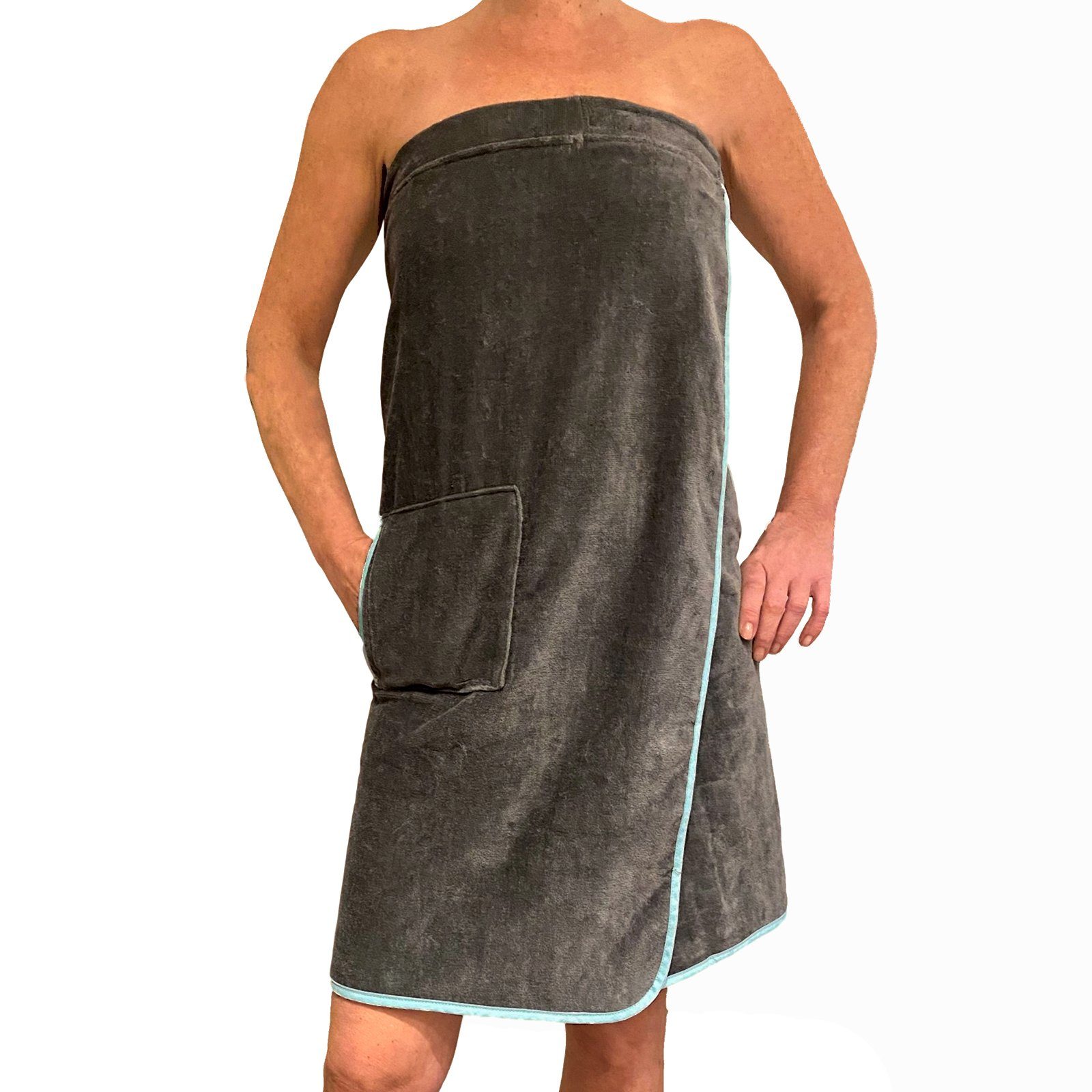 HOMELEVEL Saunatuch Saunakilt Damen - Klettverschluss - Tasche - 100% Baumwolle