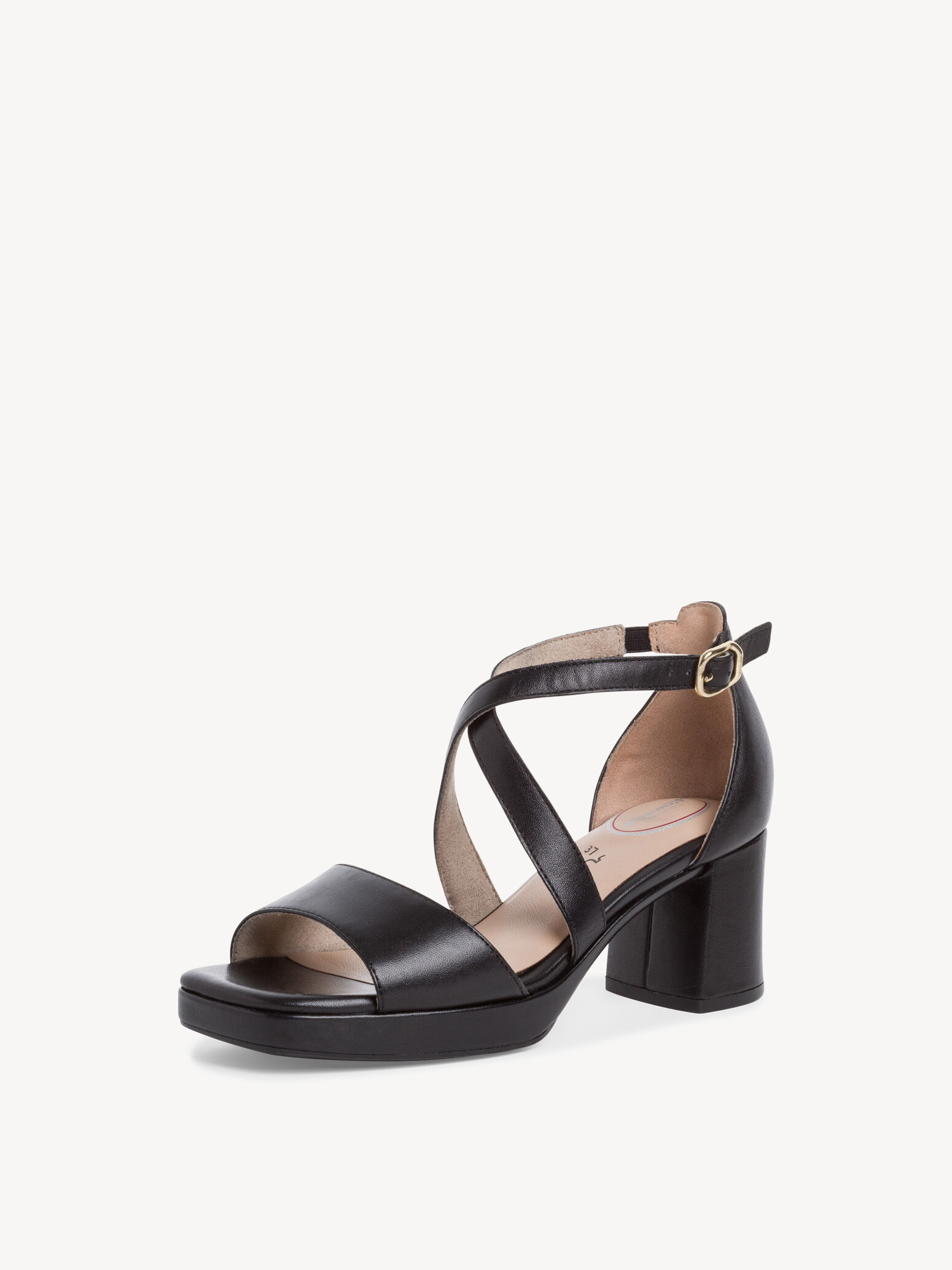 Sandale à talon en cuir - noir
