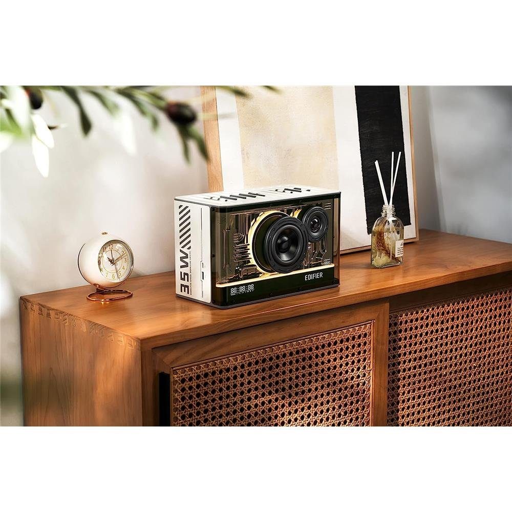 Edifier® QD35 Bluetooth-Lautsprechersystem Weiß Lautsprechersystem (Bluetooth, 40 W, mit RGB-Lichteffekten und zwei Ladeanschlüssen)