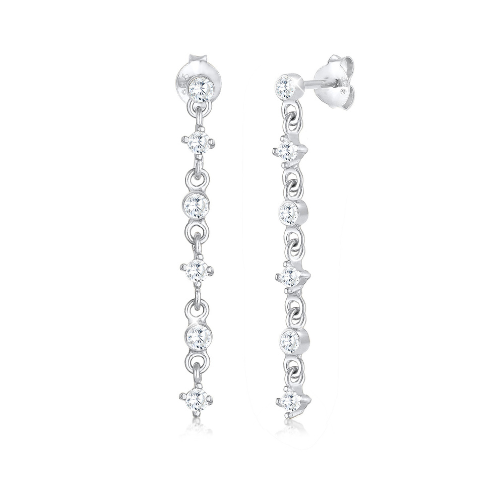 Elli Elli Boucles d'Oreilles Ohrhänger Zirkonia Rund 925 Silber Boucles d'oreilles