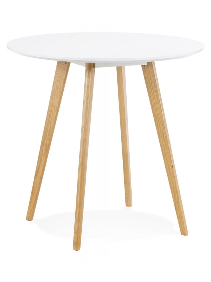 KADIMA DESIGN Runder Esstisch Weiß mit Eichenbeinen 90 cm | für 5 Personen in Weiß-Beige günstig kaufen onesize