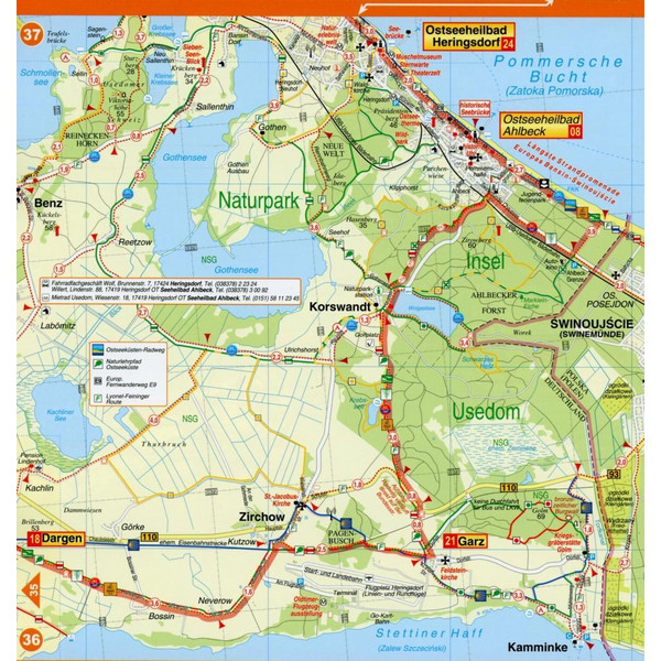 Radwander- und Wanderkarte Radweg Berlin-Usedom 1:50000 - Wanderkarte
