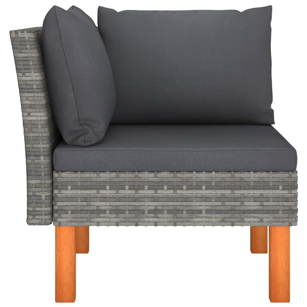 vidaXL Loungesofa 3-tlg. Garten-Lounge-Set Poly Rattan und Eukalyptus Massivholz, 1 Teile