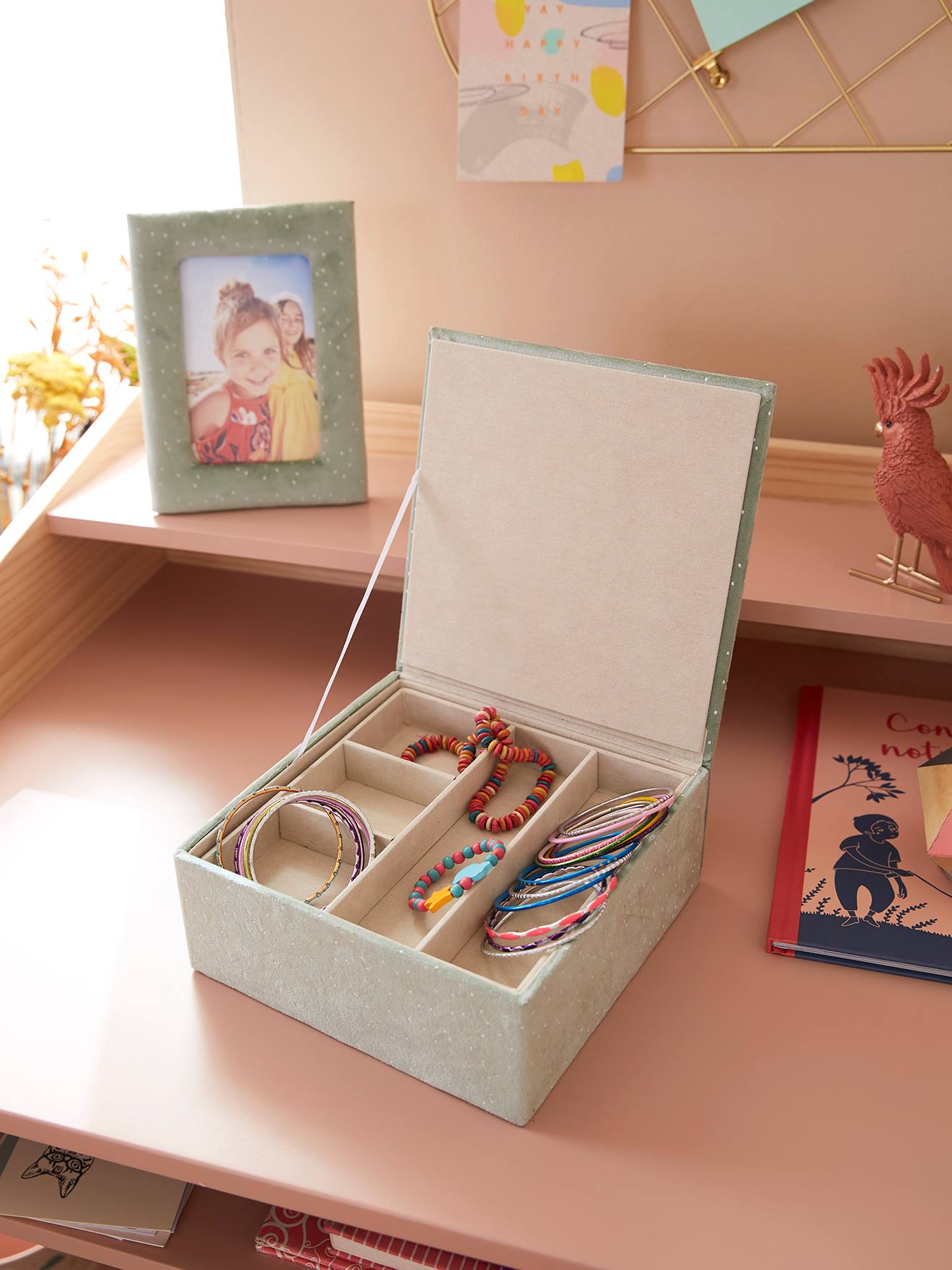 Vertbaudet Kinderzimmer Geschenk-Set: Bilderrahmen & Schatulle - grün