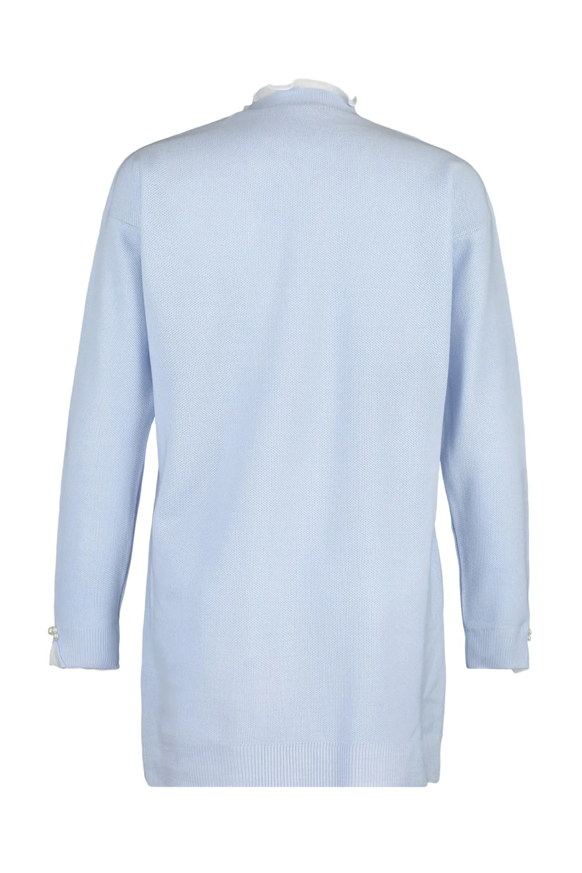 Trendyol Modest  Hellblauer Strickpullover mit Perlendetails und Ärmeln TCTAW23AK00027