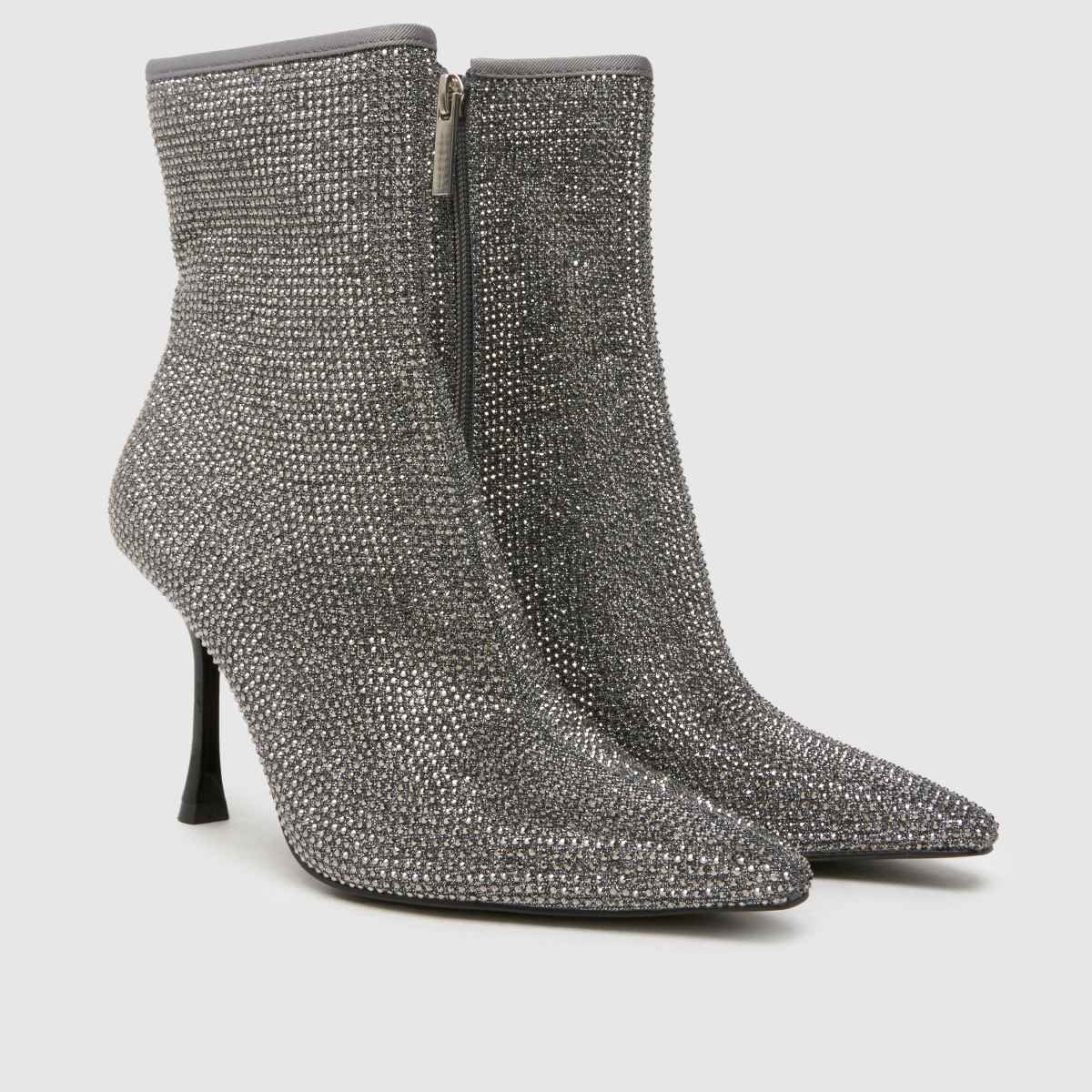 Schuh – Brianna – Silverfärgade ankelboots med utsmyckning