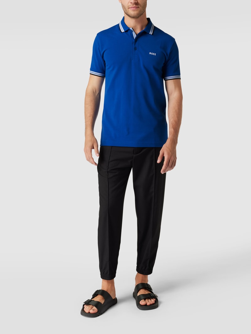 Regular Fit Poloshirt mit Label-Stitching Modell 'Paddy' in marineblau meliert