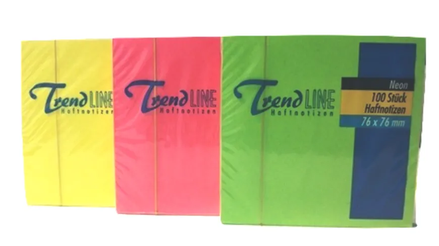 TrendLINE Haftnotiz Neon Notes 1 x 100 Blatt sortiert mehrfarbig