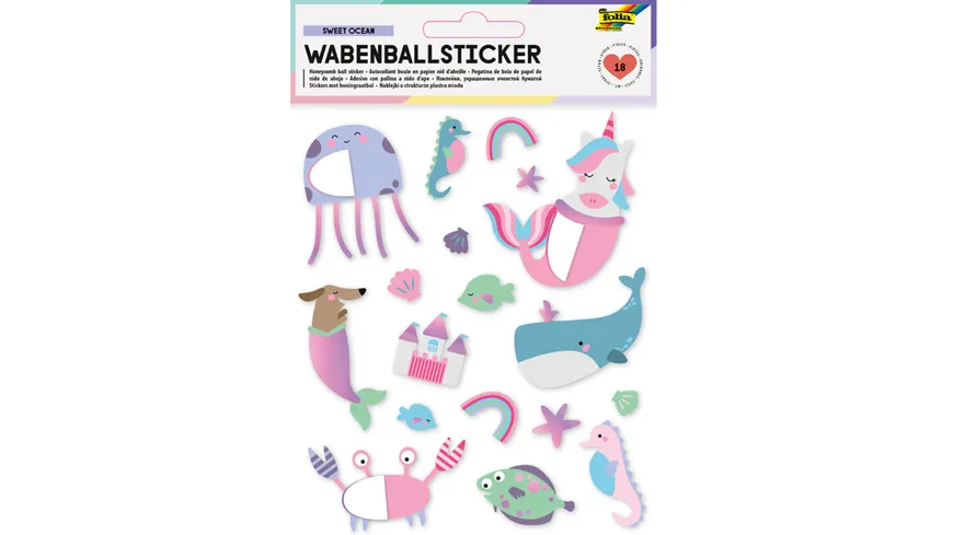 folia Wabenball-Sticker SWEET OCEAN 18-teilig