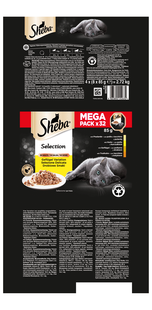 Sheba Schale Mega Pack Selection in Sauce Geflügel Variation 32 x 85g