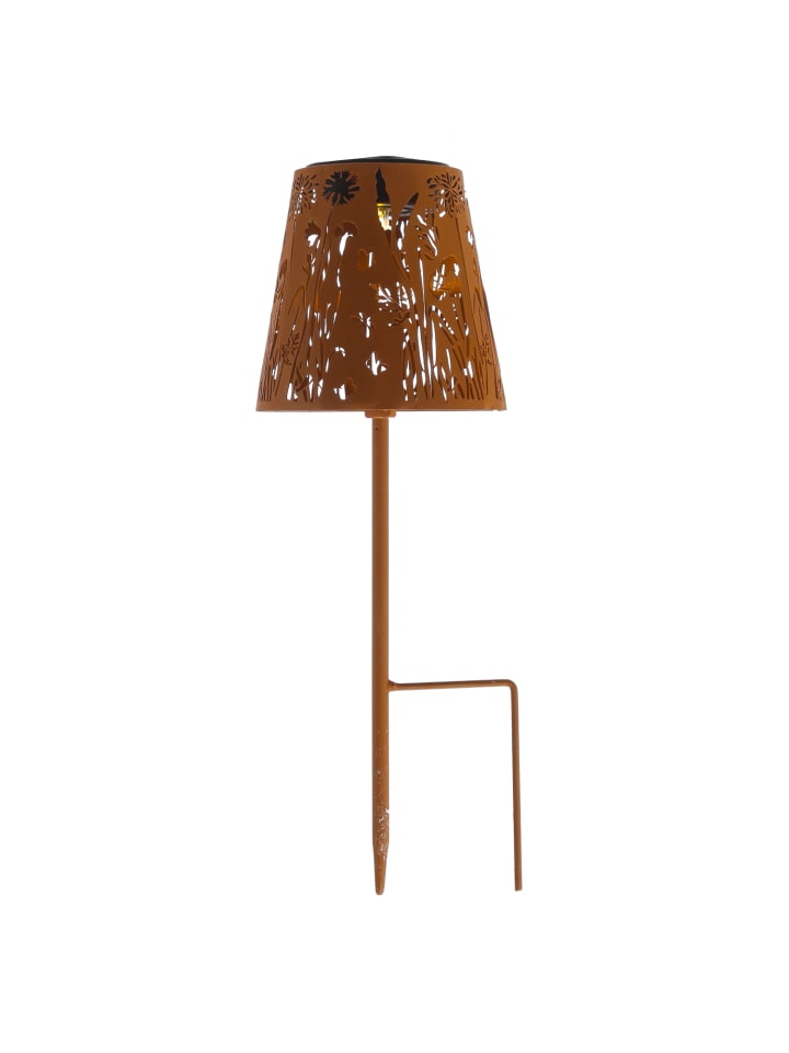 MARELIDA 2x LED Solar Gartenleuchten Blumenmuster Gartenstecker H: 58cm in rostbraun günstig kaufen onesize