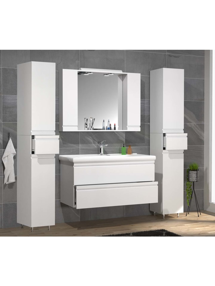 ebuy24 Badmöbelset SiloraXL Weiß 160 x 46 cm günstig kaufen onesize