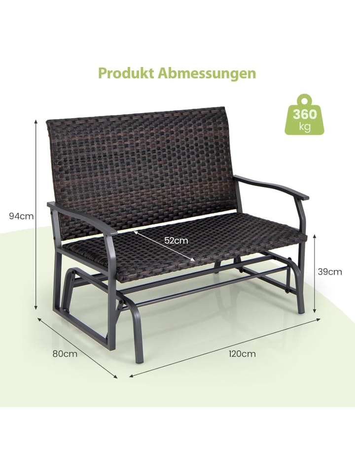 COSTWAY Gartenbank Polyrattan in Braun günstig kaufen onesize