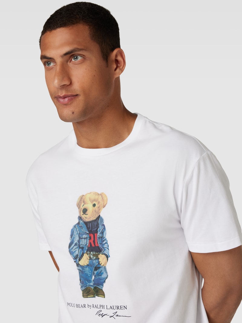 T-Shirt mit Label-Print in weiß