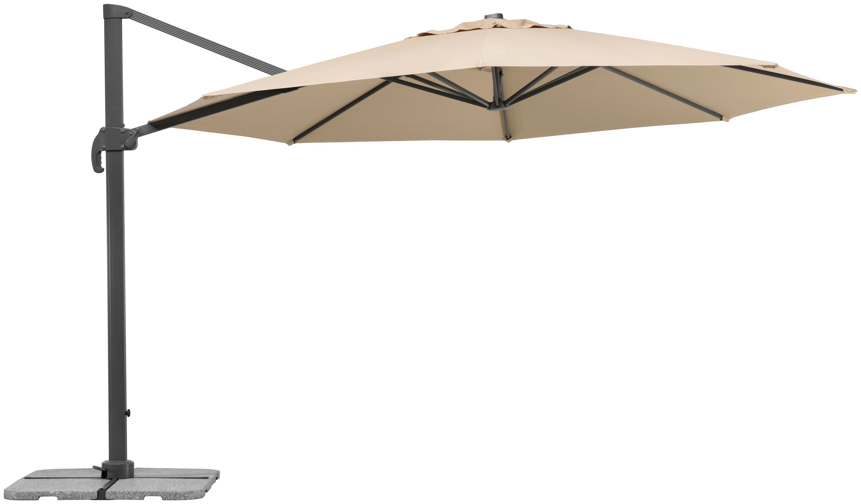 Schneider Schirme Ampelschirm Rhodos Grande, Durchmesser 400 cm, natur, rund, ohne Wegeplatten