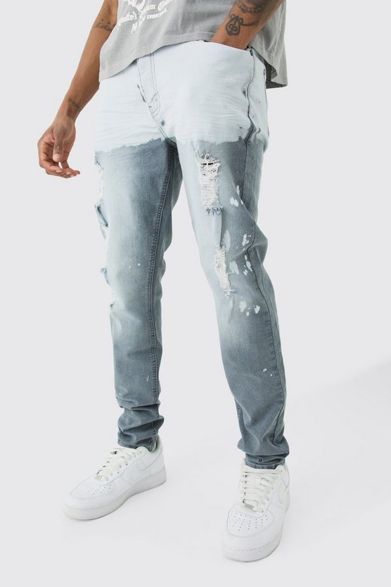Tall dunkelblaue Stretch Skinny Jeans mit Farbeffekt