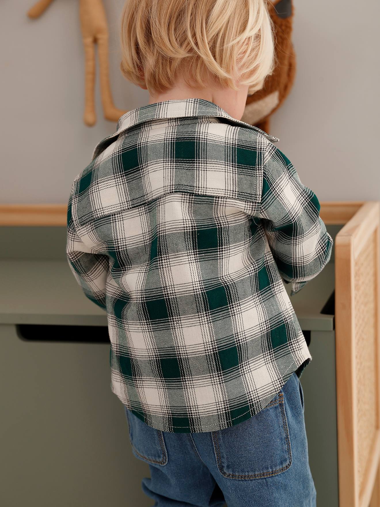 Chemise flanelle bébé à carreaux carreaux vert