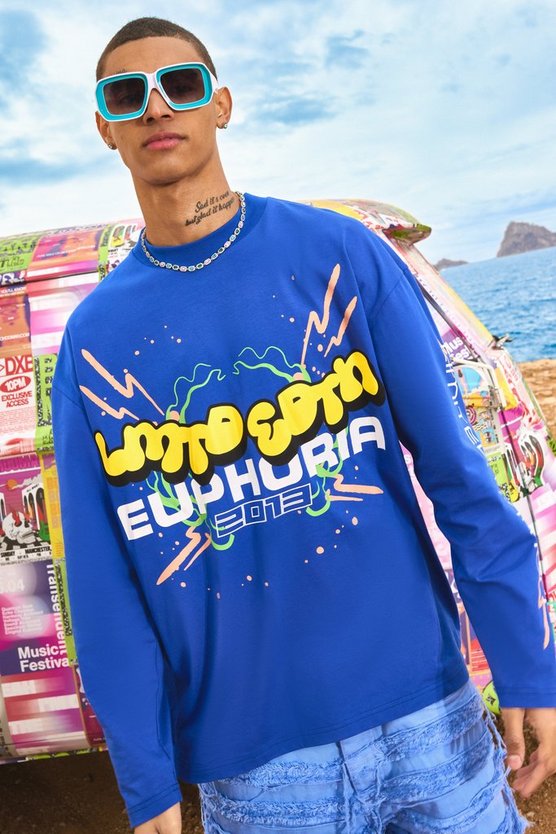 Langärmliges T-Shirt mit Euphoria-Print