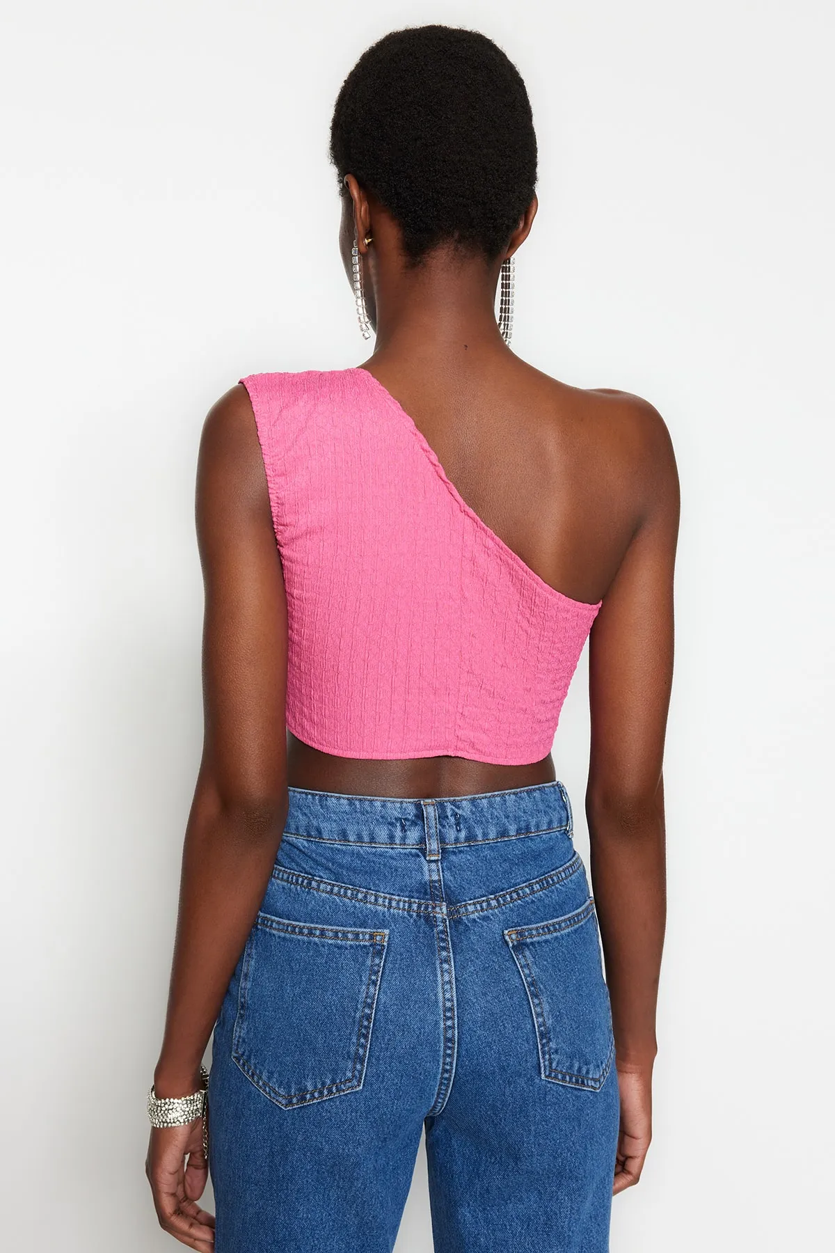 Trendyol Collection  Fuchsia Crop Gestricktes strukturiertes Bustier TPRSS23BS00029