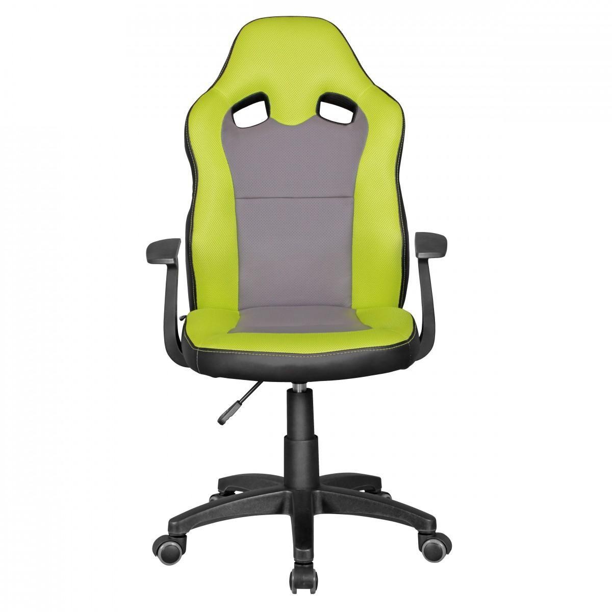 Amstyle Kinderdrehstuhl SPEEDY Jugendstuhl Kinderschreibtischstuhl Drehstuhl ergonomisch - grün/grau