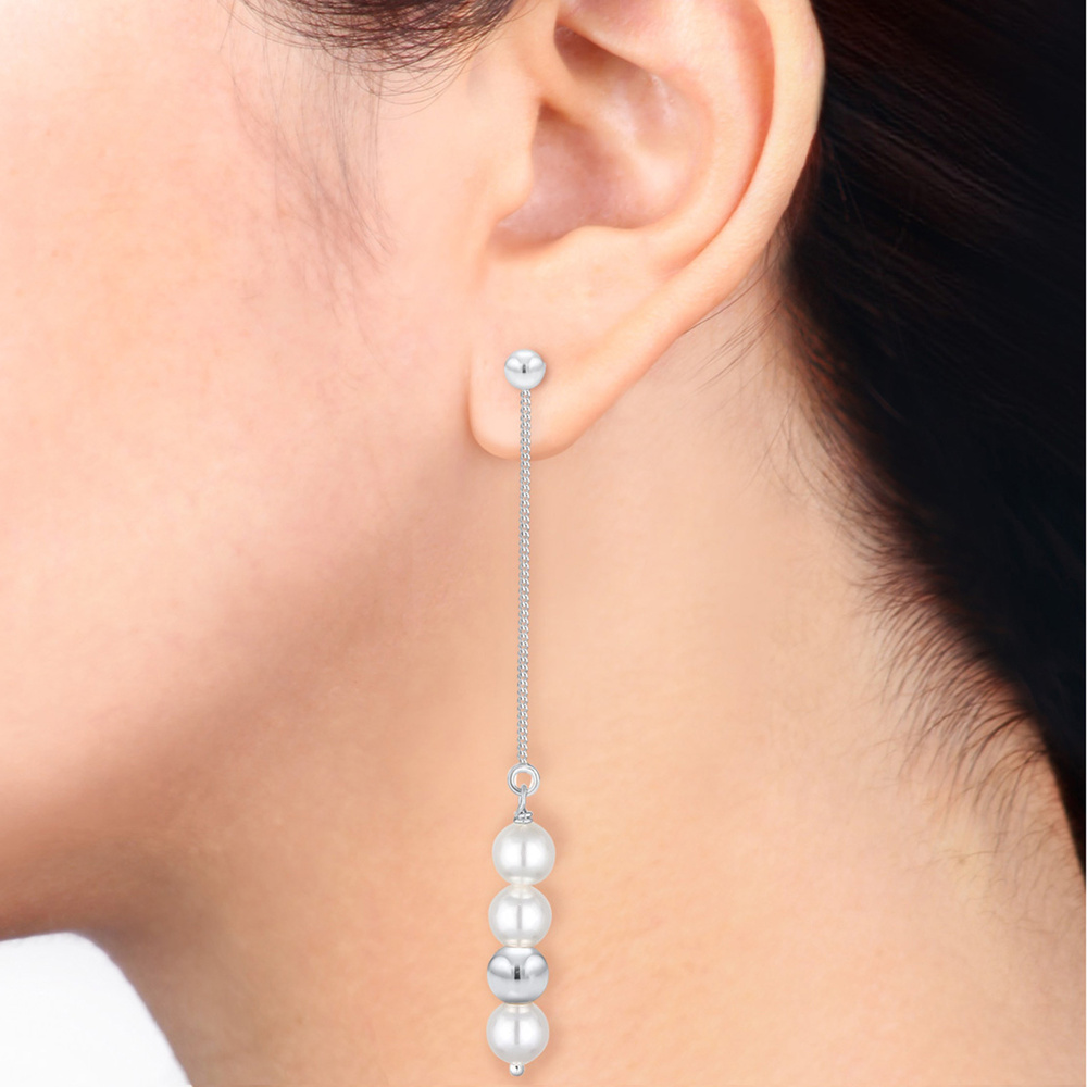 Elli Elli Boucles d'Oreilles Pendante perles synthétiques Géo Boucles d'oreilles Femme Boucles d'oreilles