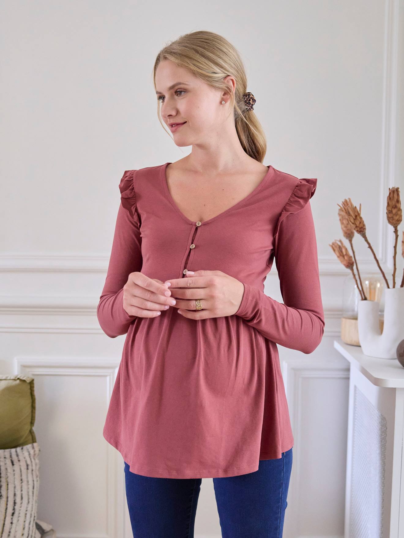 T-shirt blouse grossesse et allaitement terracotta