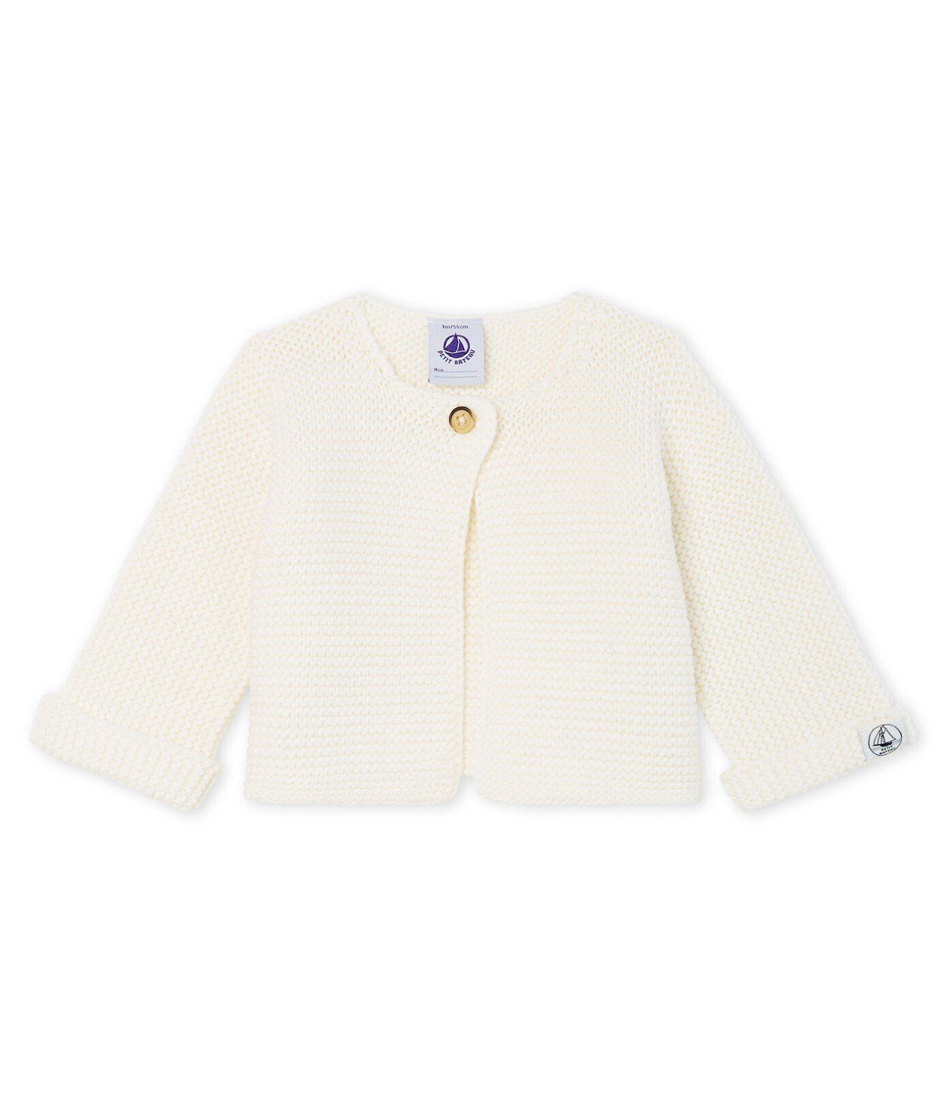 Petit Bateau Strickjacke Petit Bateau Baby Strickjacke cardigan weiß creme Krausstrick