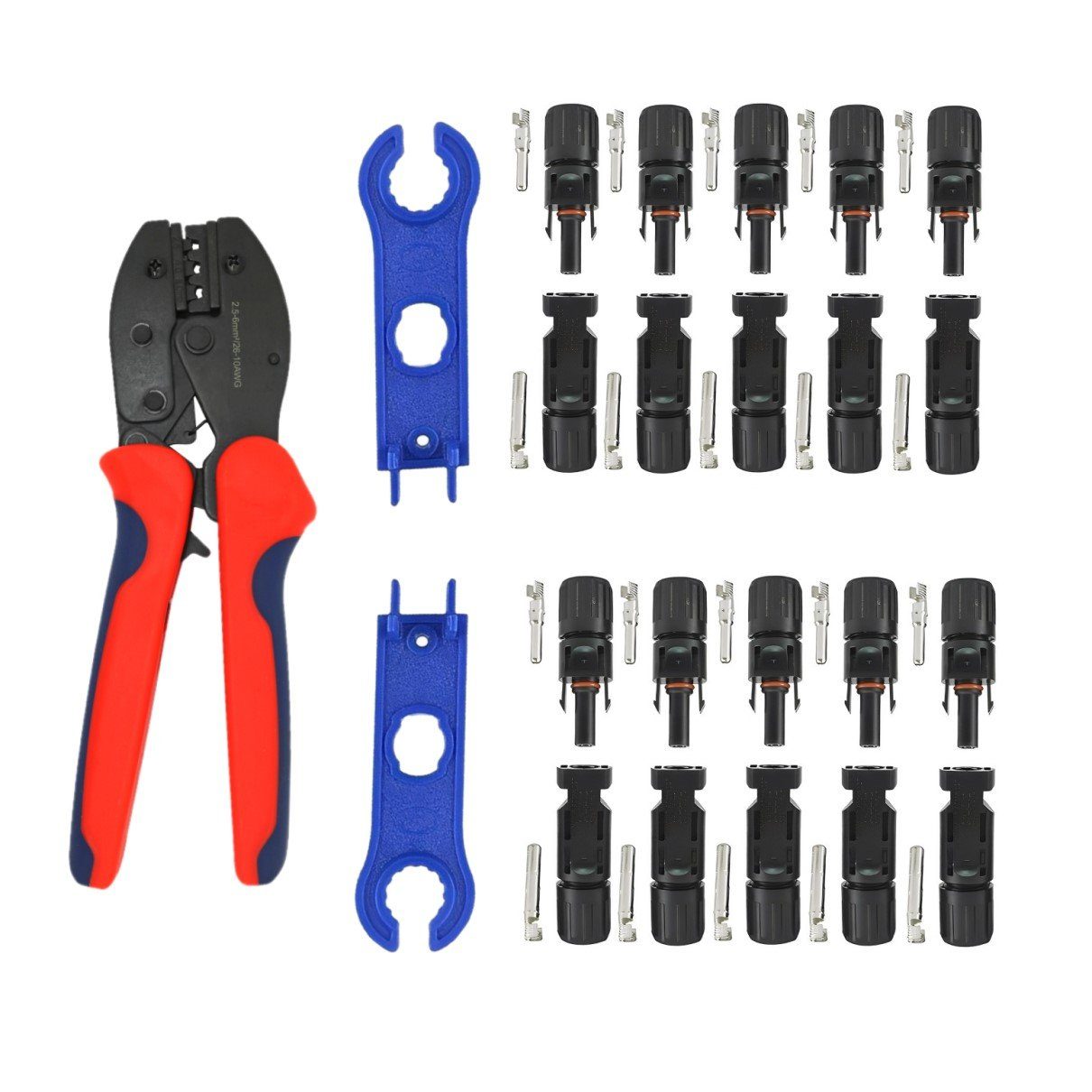 ARLI Solaranlage 100m Solarkabel 4 mm² H1Z2Z2-K + Crimzange + 10 Paar MC4 Stecker, (100m, 1-St., Kabel), Solar Kabel Werkzeug Set