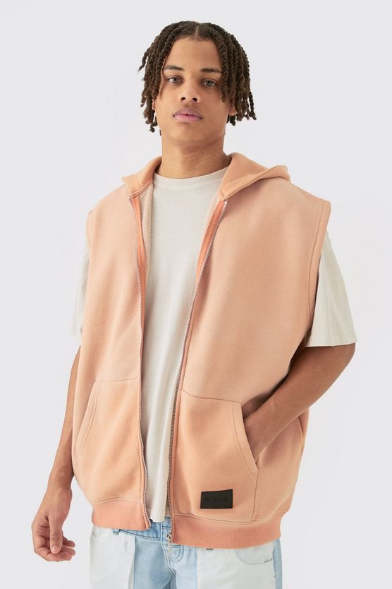 Ärmelloser Oversize Hoodie mit Reißverschluss