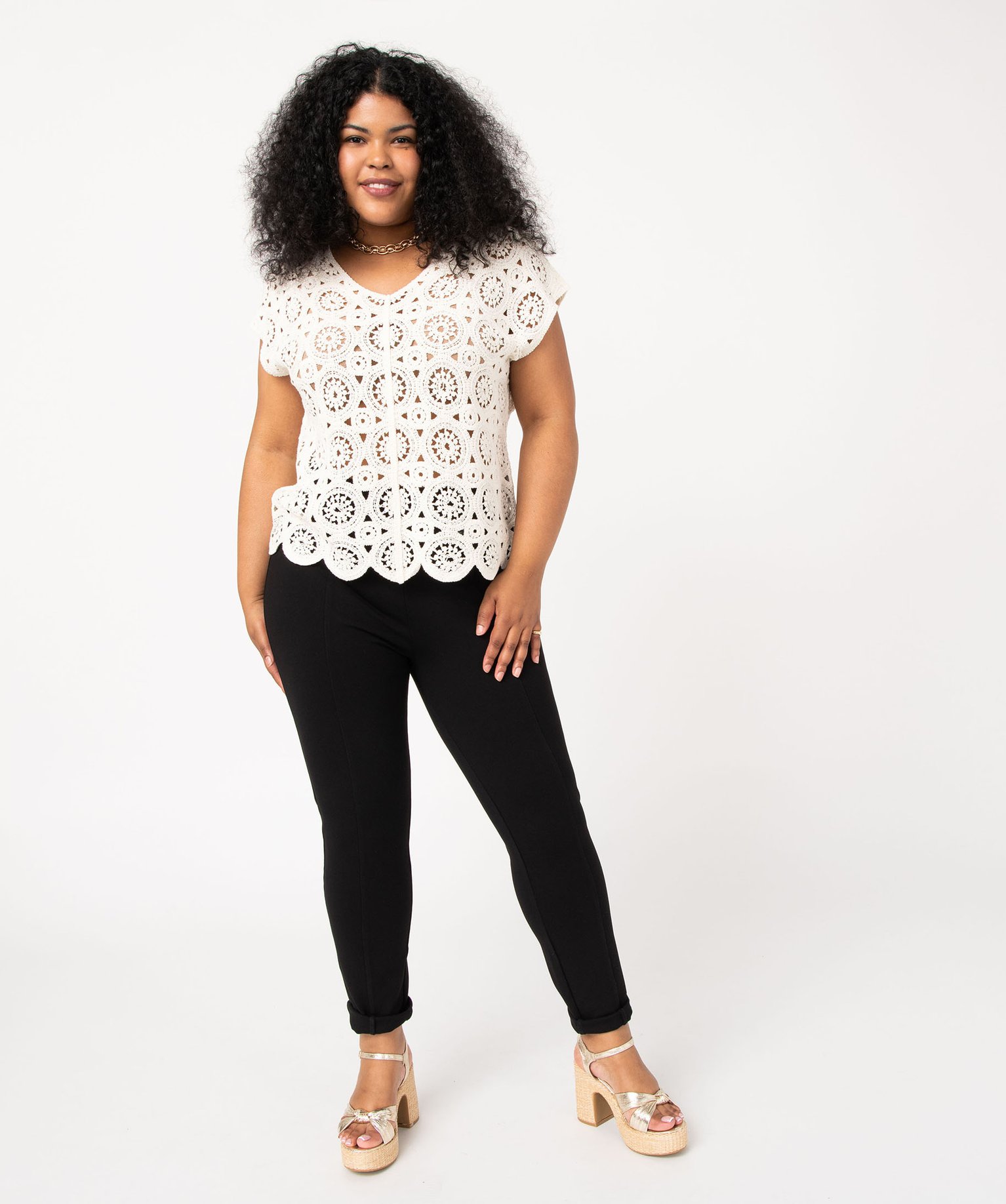 Pull sans manches en crochet femme grande taille ecru | GEMO