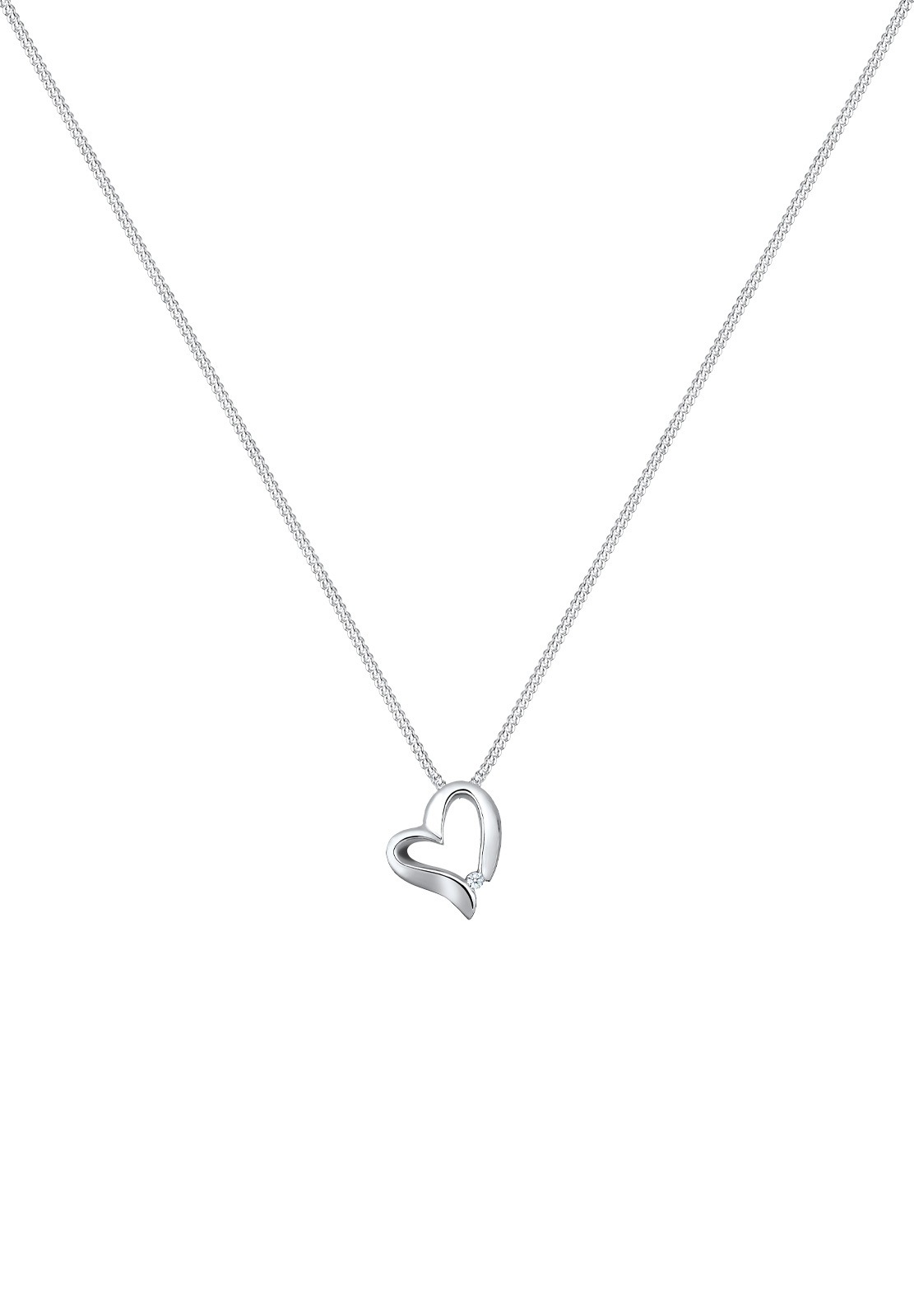 Wisiorek damski Elli DIAMONDS w kształcie zakrzywionego serca z diamentem (0,015 ct.) ze srebra próby 925