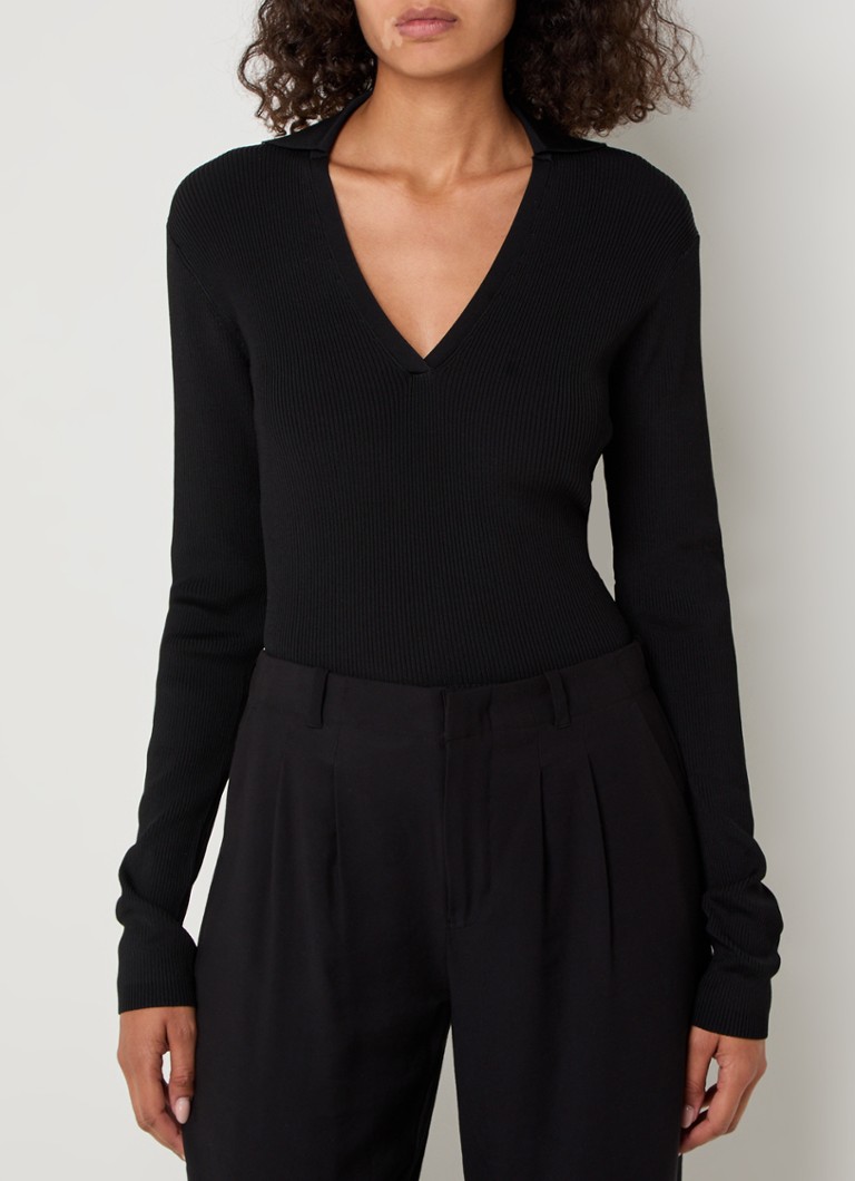 Calvin Klein Rib-knit top with V-neck