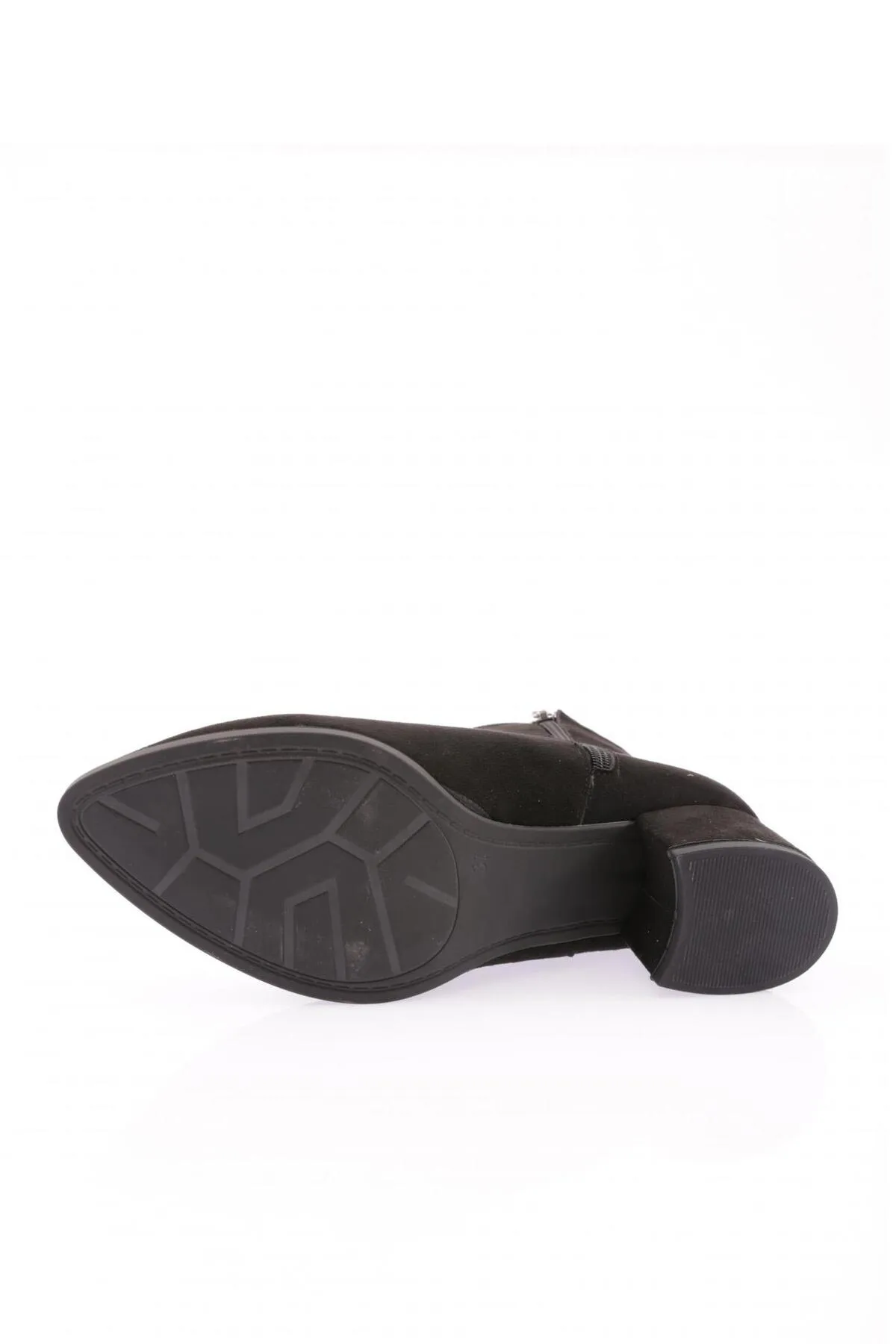 DGN  Si-07k Damen - 22k schwarze Wildleder-Stiefeletten mit spitzer Spitze und Absatz