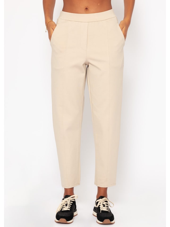 SASSYCLASSY Jersey Chinos mit Ziernaht in Beige günstig kaufen